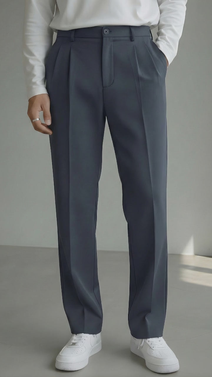 Men's Granite Grey Loose-Fit Korean Trouser