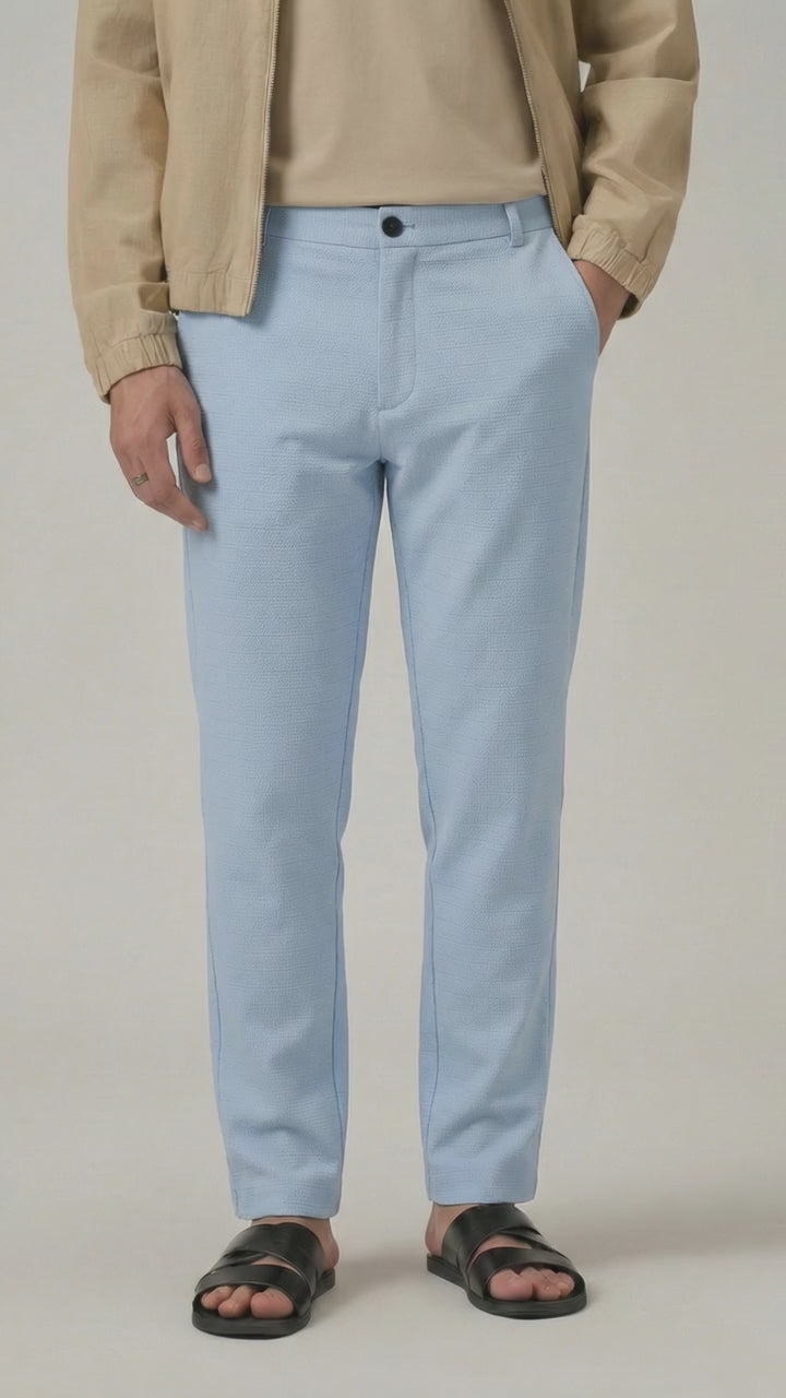 Men's Paceful Blue Checks Soft Lycra Trousers