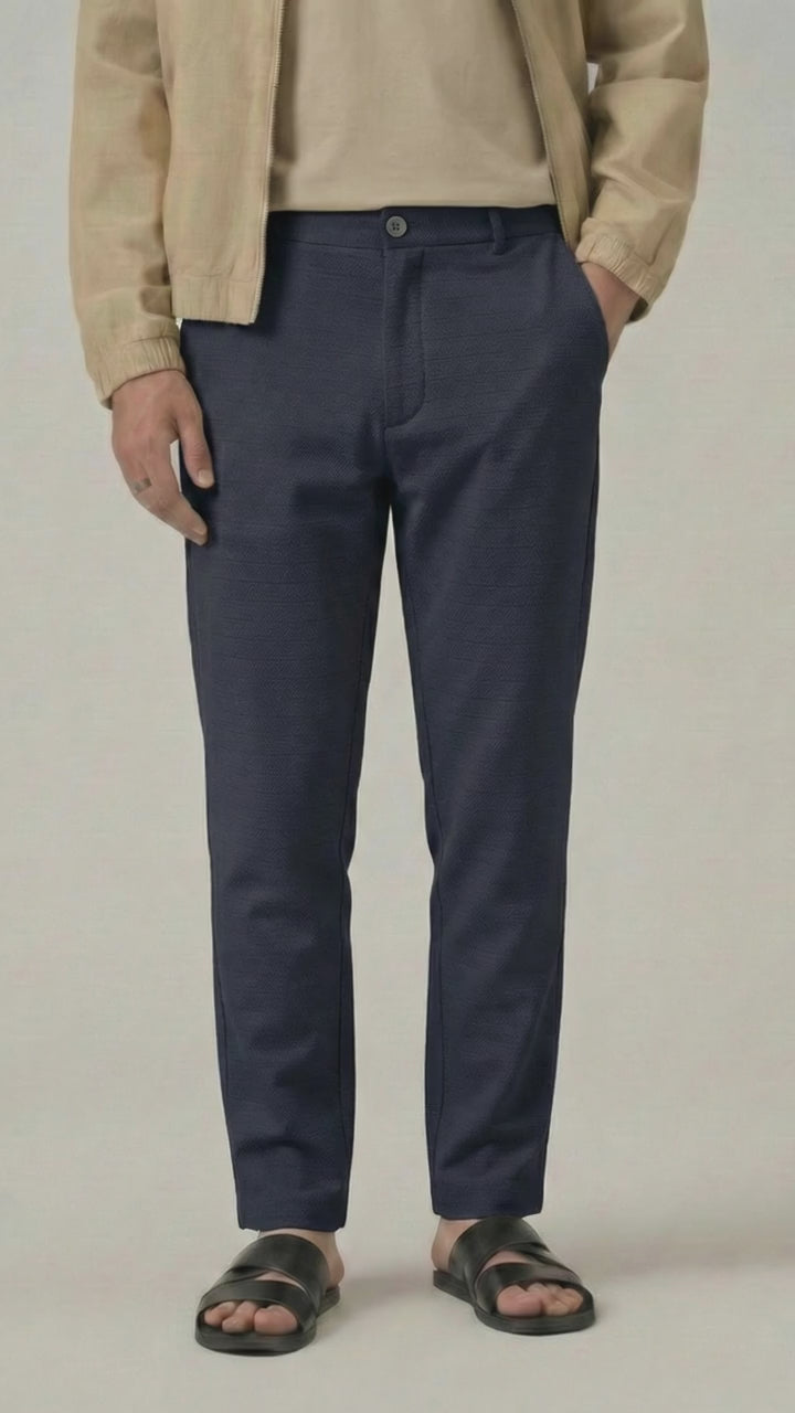 Men's Granite Grey Checks Soft Lycra Trousers