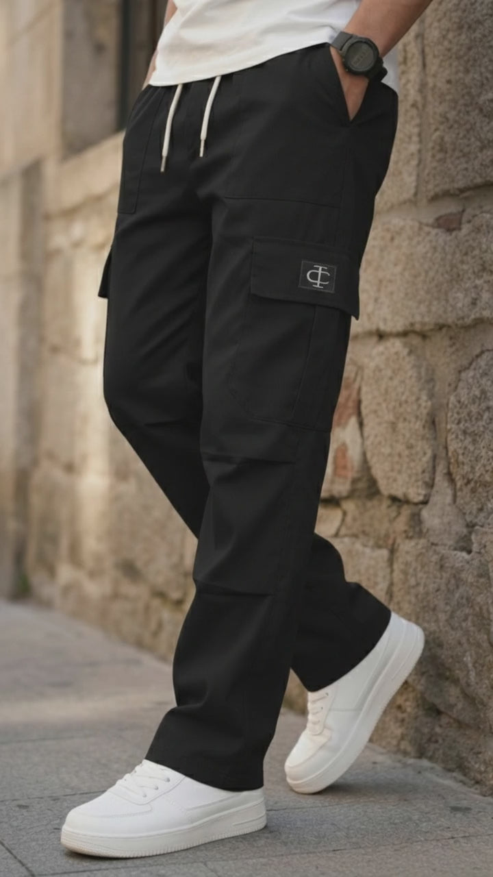 Men’s Taxtical Black Multi-Pocket Cargo Pants