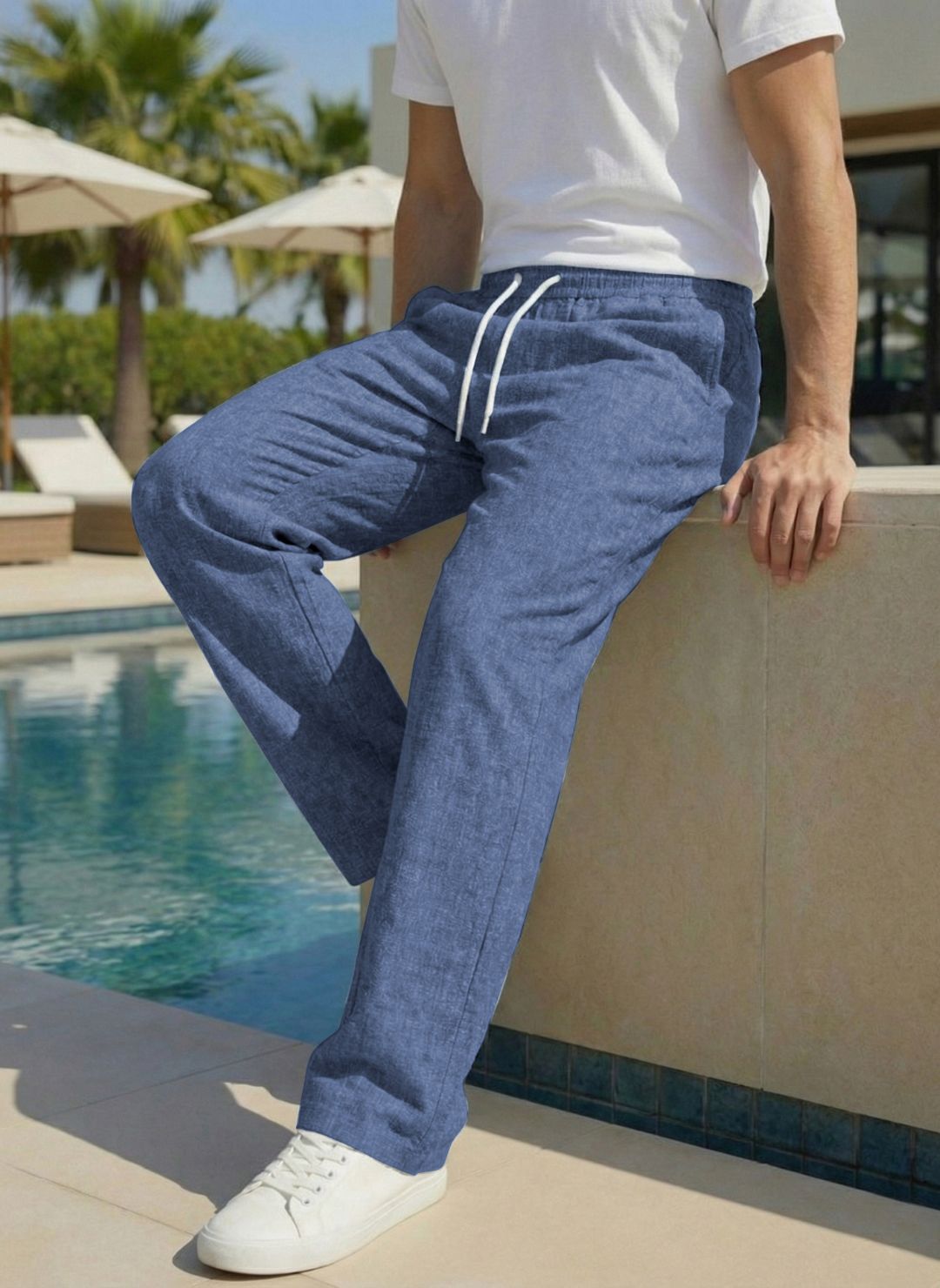 Men’s Steel Blue Premium Lycra Stretch Leisure Trousers