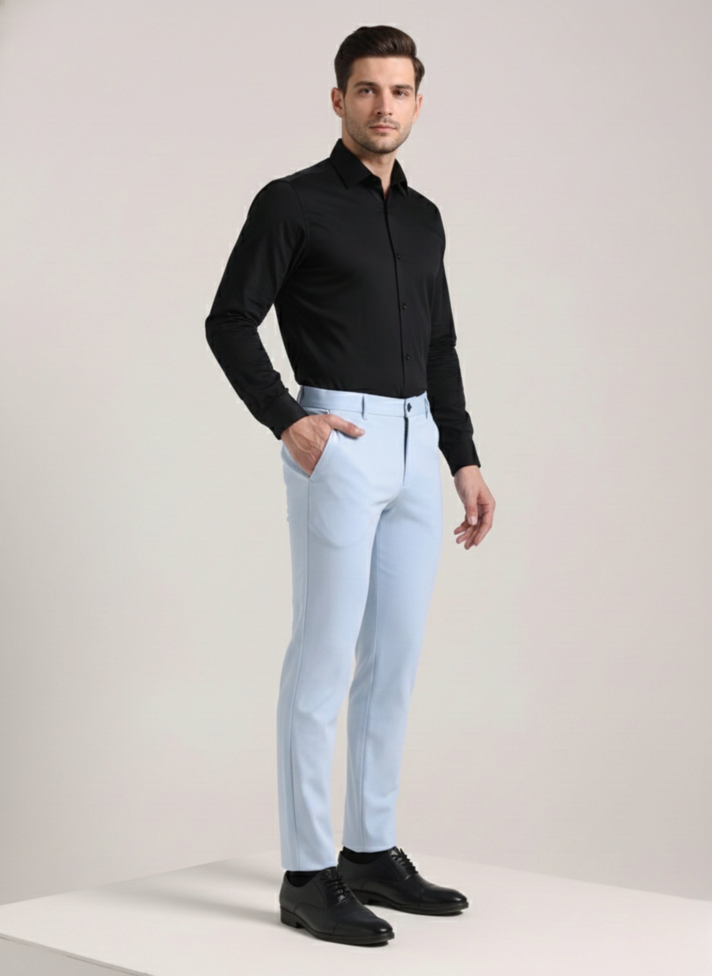 Men's Paceful Blue Soft Lycra Trouser