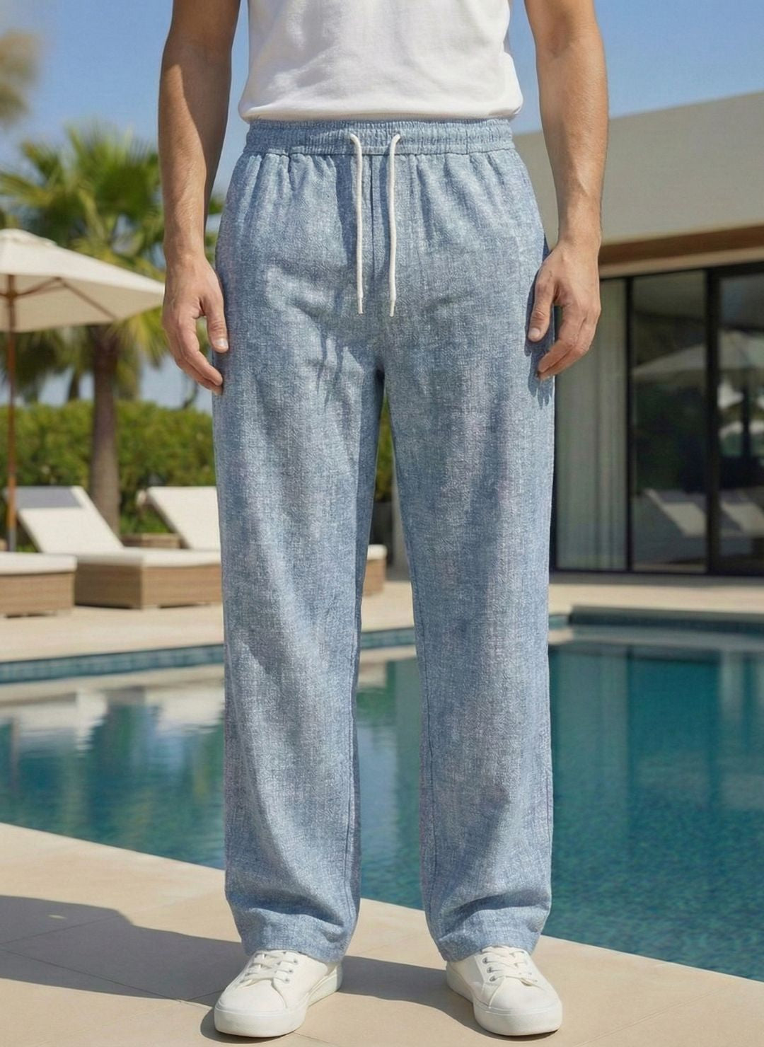 Men’s Sky Blue Premium Lycra Stretch Leisure Trousers