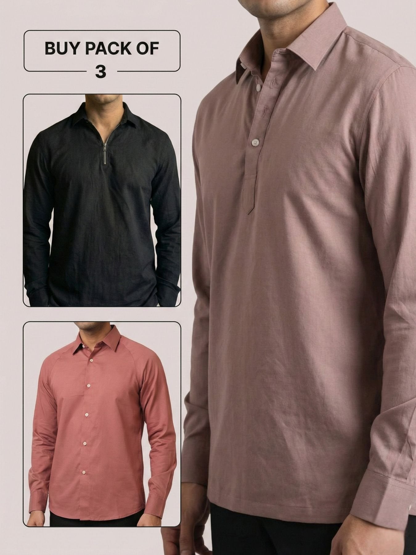 Pick Any 3 Classic Everyday Wear Shirts Combo for Men