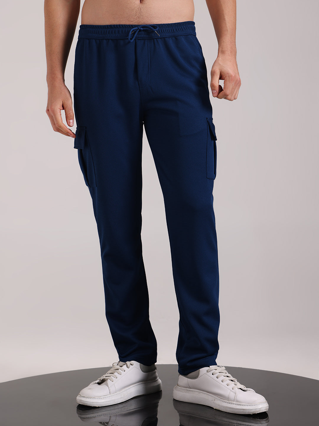 Men's Cobalt Blue Outer Mesh Cargo Track Pants