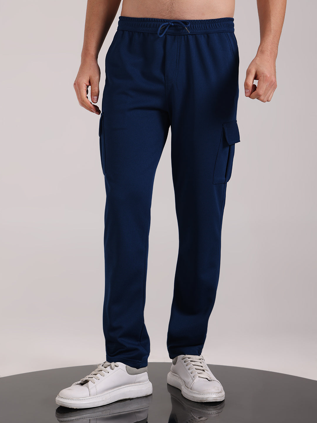 Men's Cobalt Blue Outer Mesh Cargo Track Pants