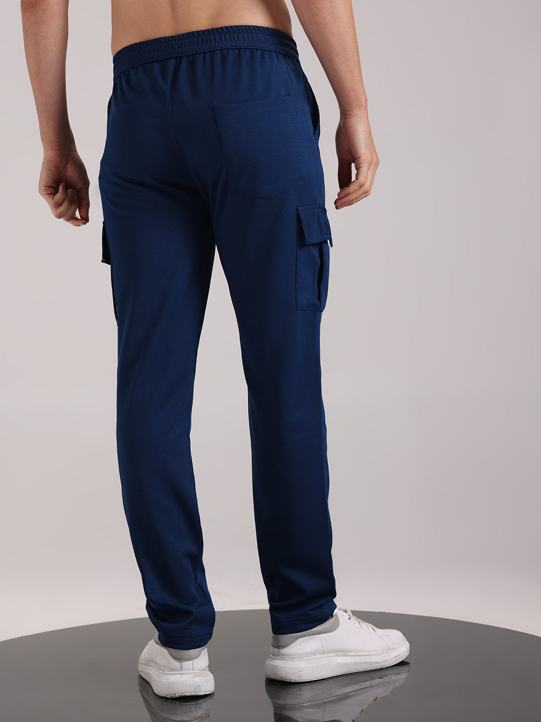 Men's Cobalt Blue Outer Mesh Cargo Track Pants