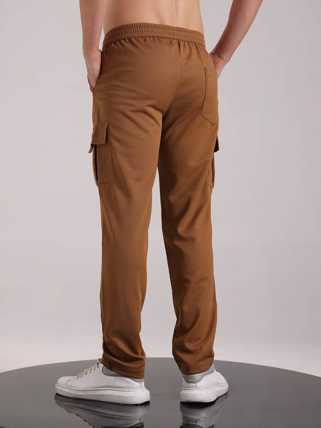 Men's Olive Brown Outer Mesh Cargo Track Pants