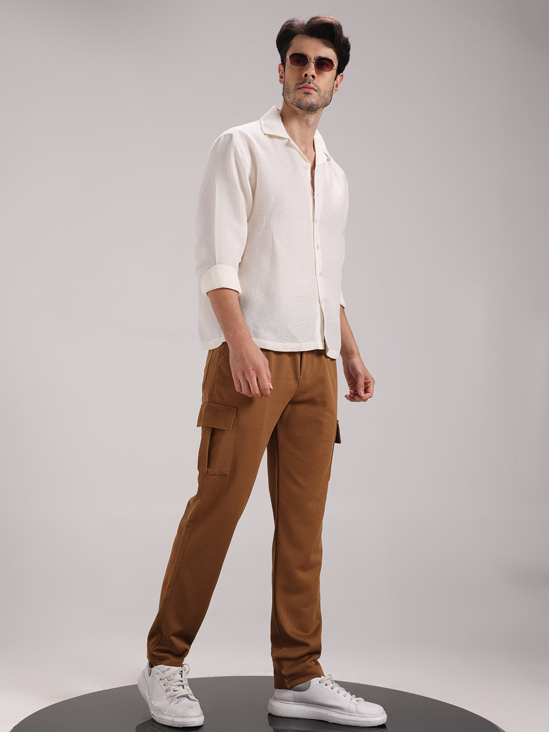 Men's Olive Brown Outer Mesh Cargo Track Pants