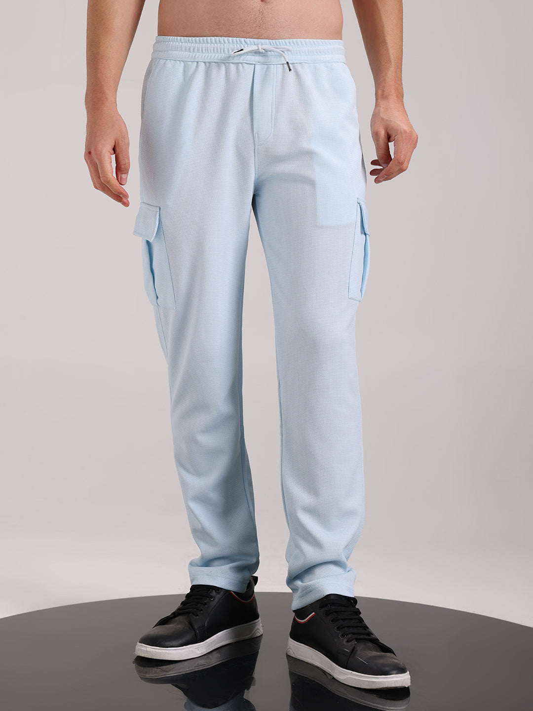 Men's Mist Blue Outer Mesh Cargo Track Pants