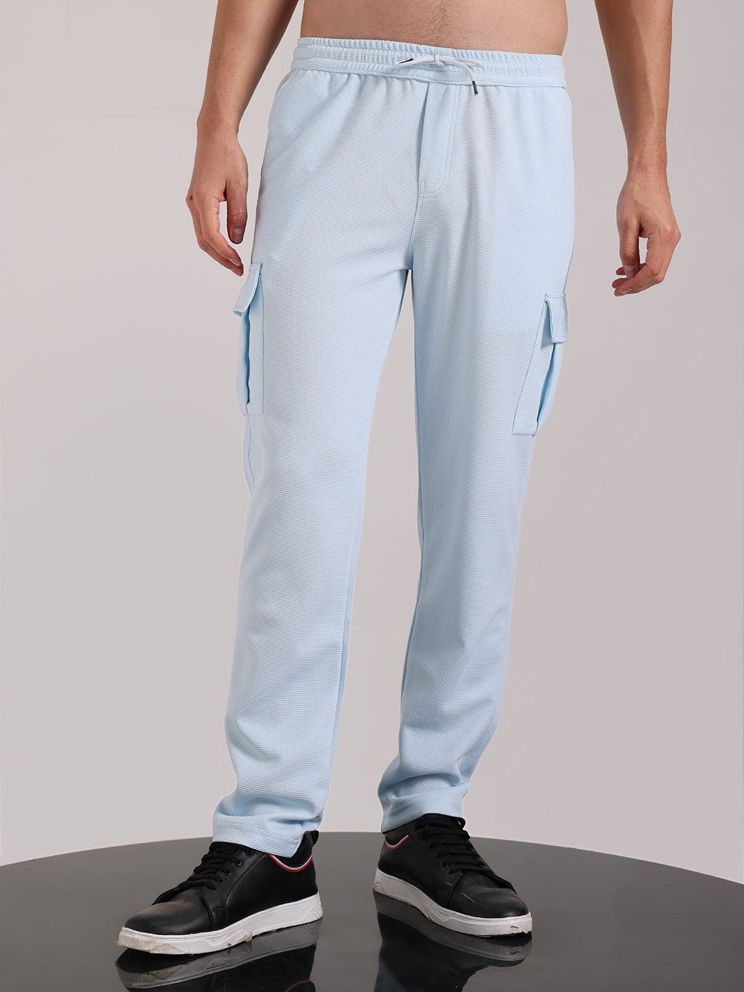 Men's Mist Blue Outer Mesh Cargo Track Pants