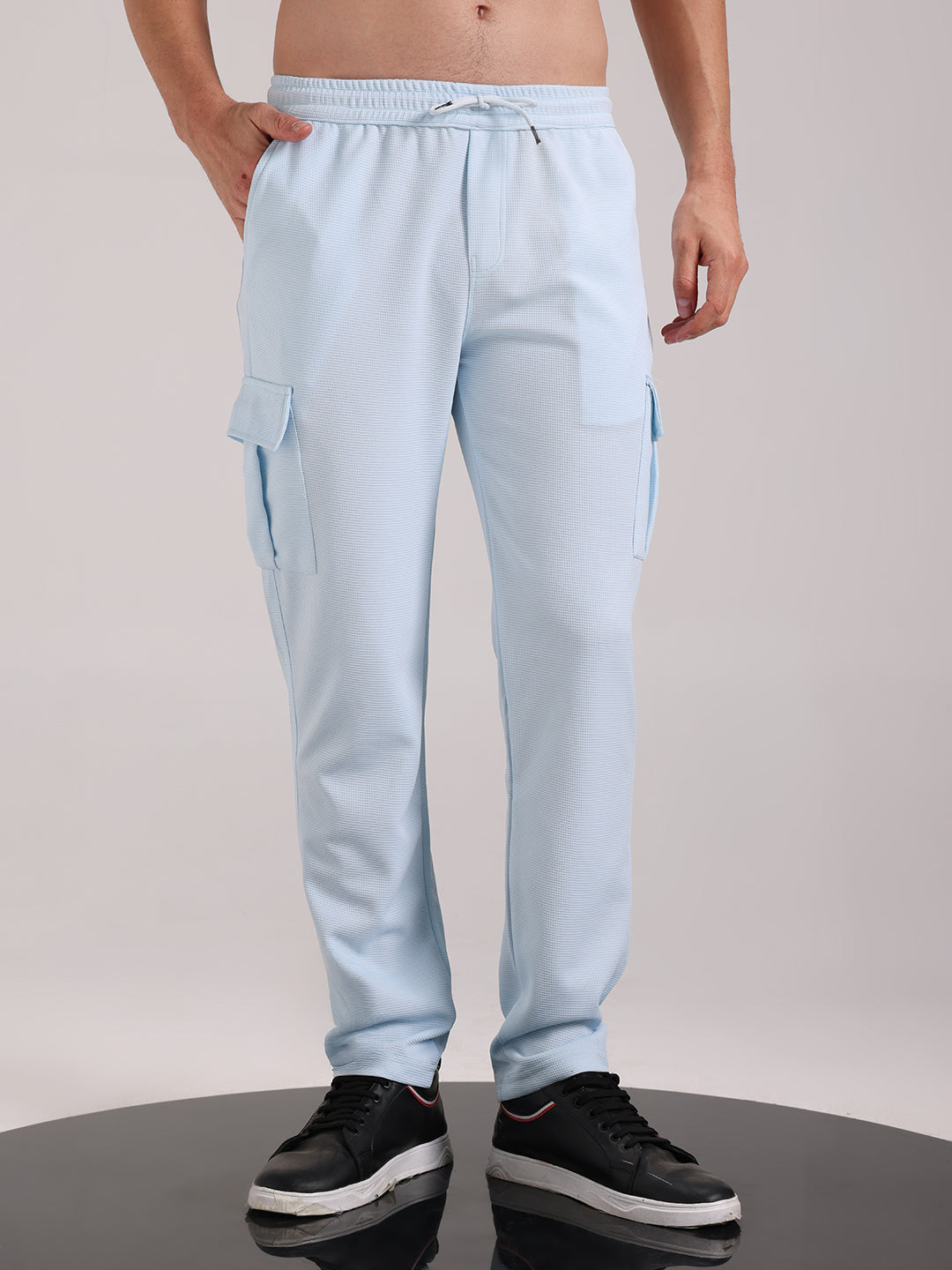 Men's Mist Blue Outer Mesh Cargo Track Pants
