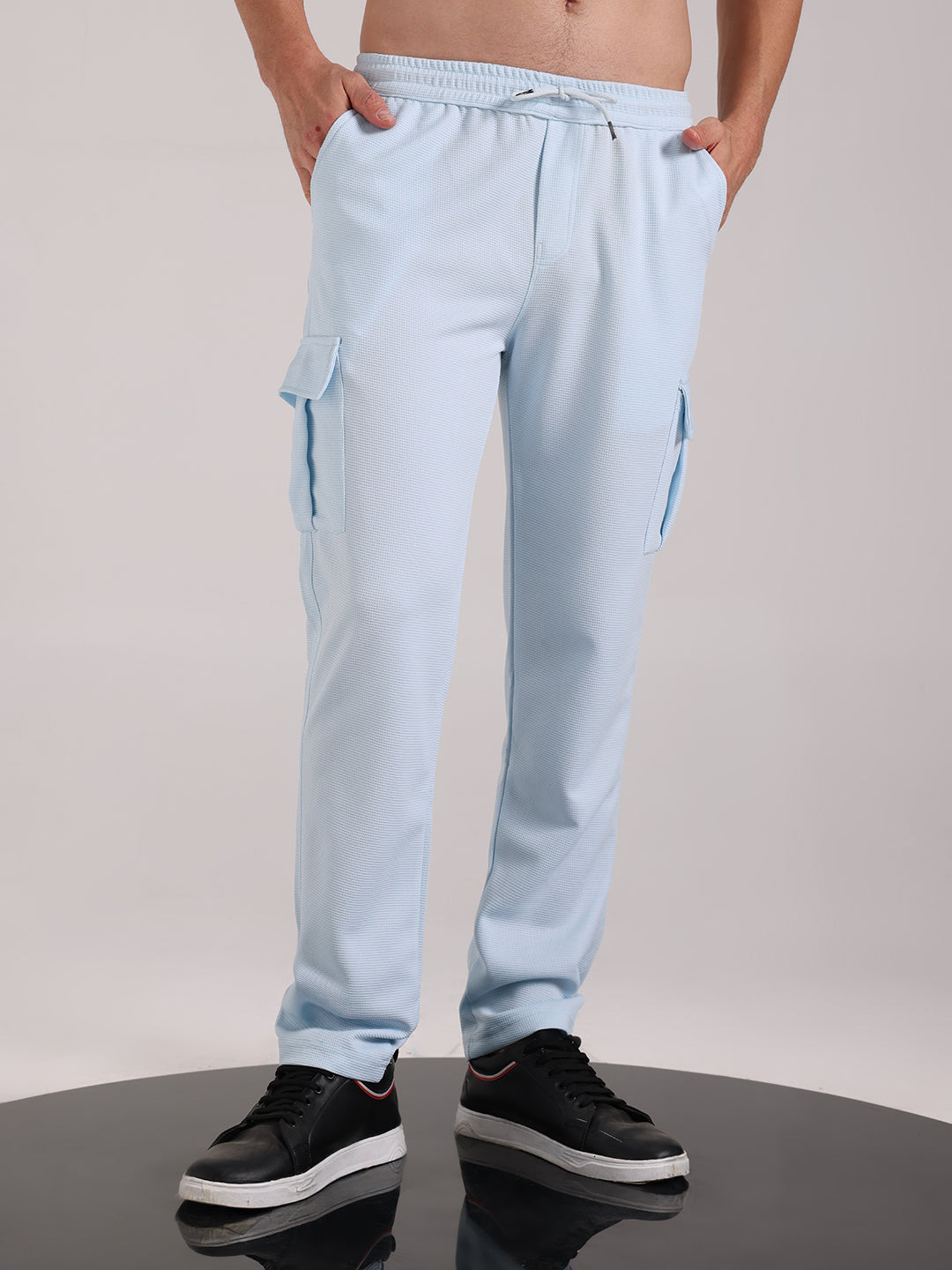 Men's Mist Blue Outer Mesh Cargo Track Pants