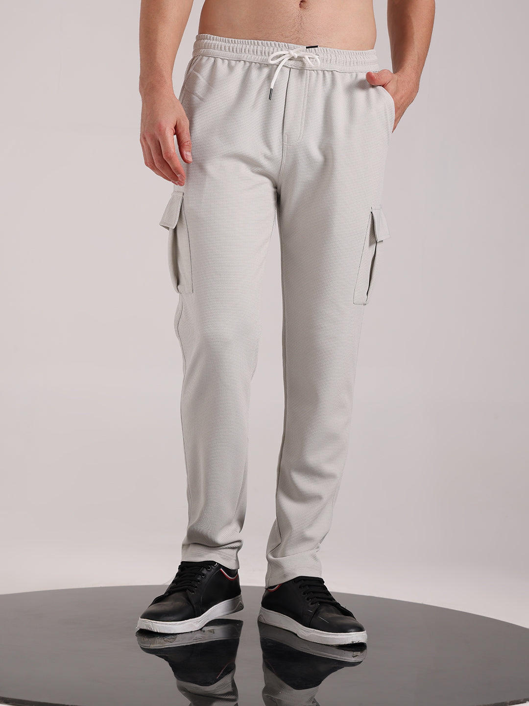 Men's Pearl Grey Outer Mesh Cargo Track Pants