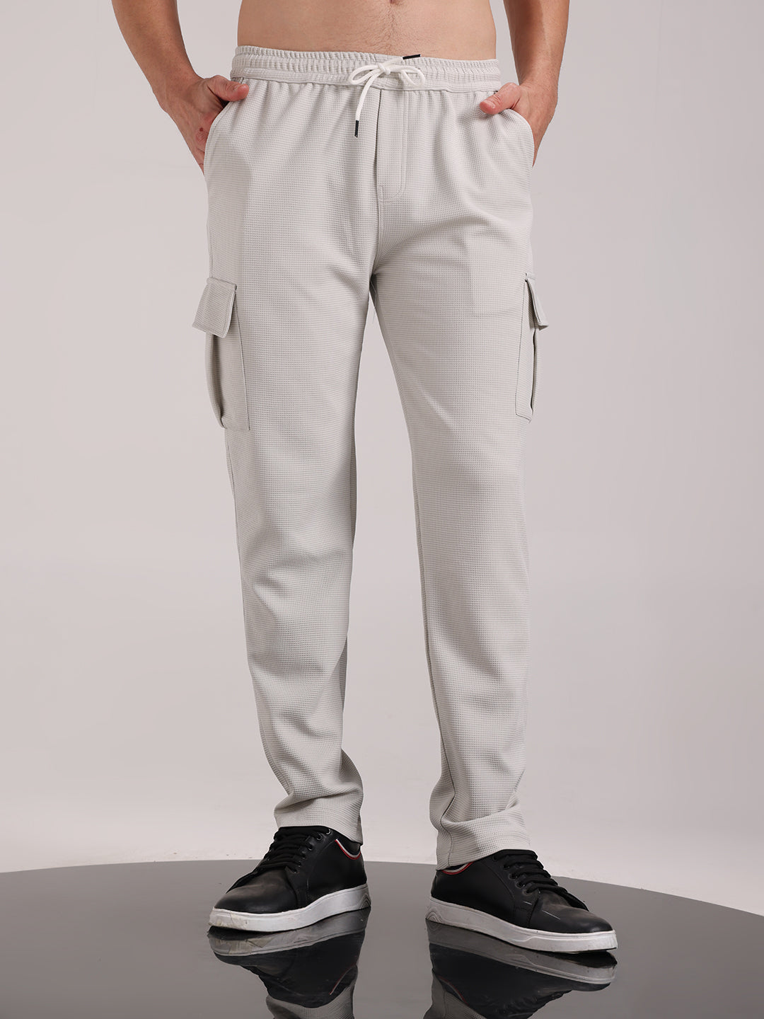 Men's Pearl Grey Outer Mesh Cargo Track Pants