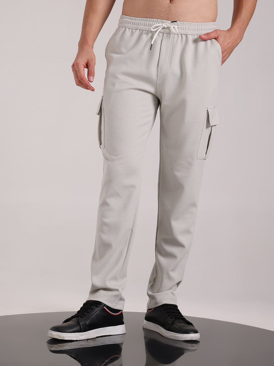 Men's Pearl Grey Outer Mesh Cargo Track Pants