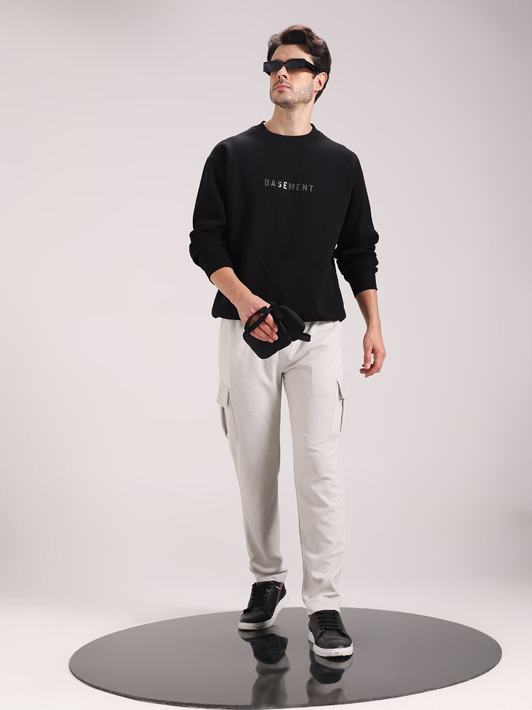 Men's Pearl Grey Outer Mesh Cargo Track Pants