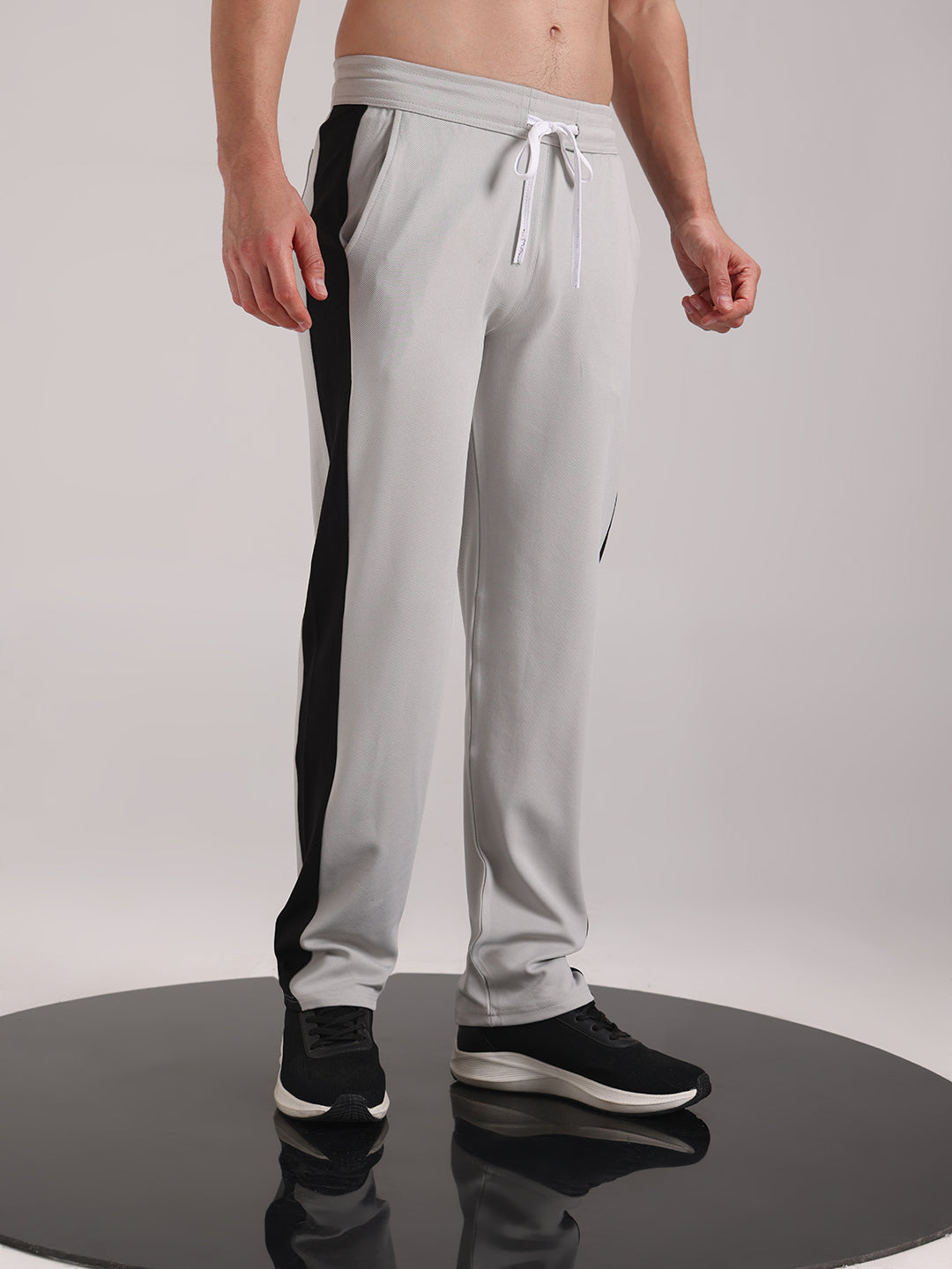 Men's Pale Grey Contrast Side Split Tape Track Pants
