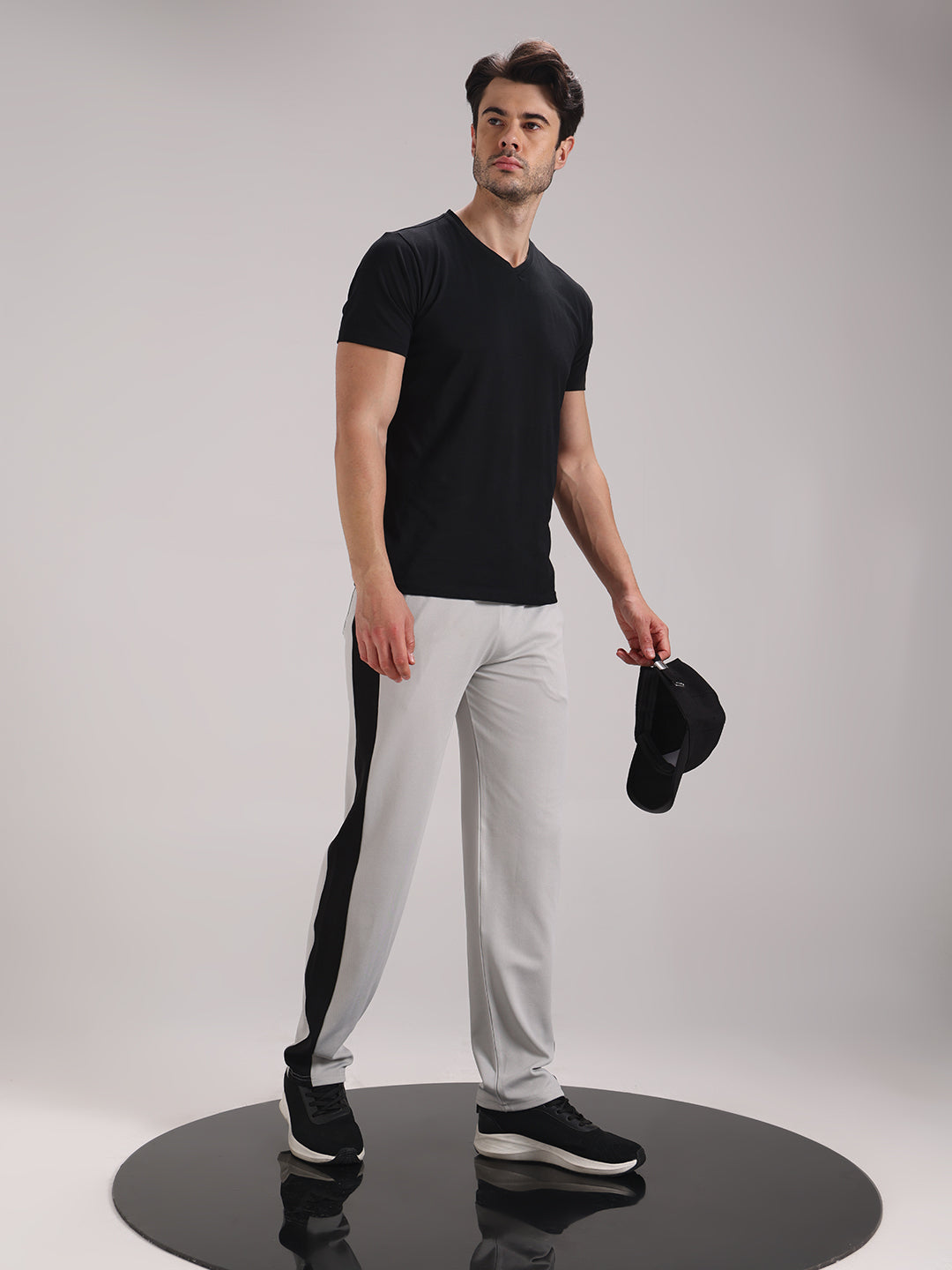 Men's Pale Grey Contrast Side Split Tape Track Pants