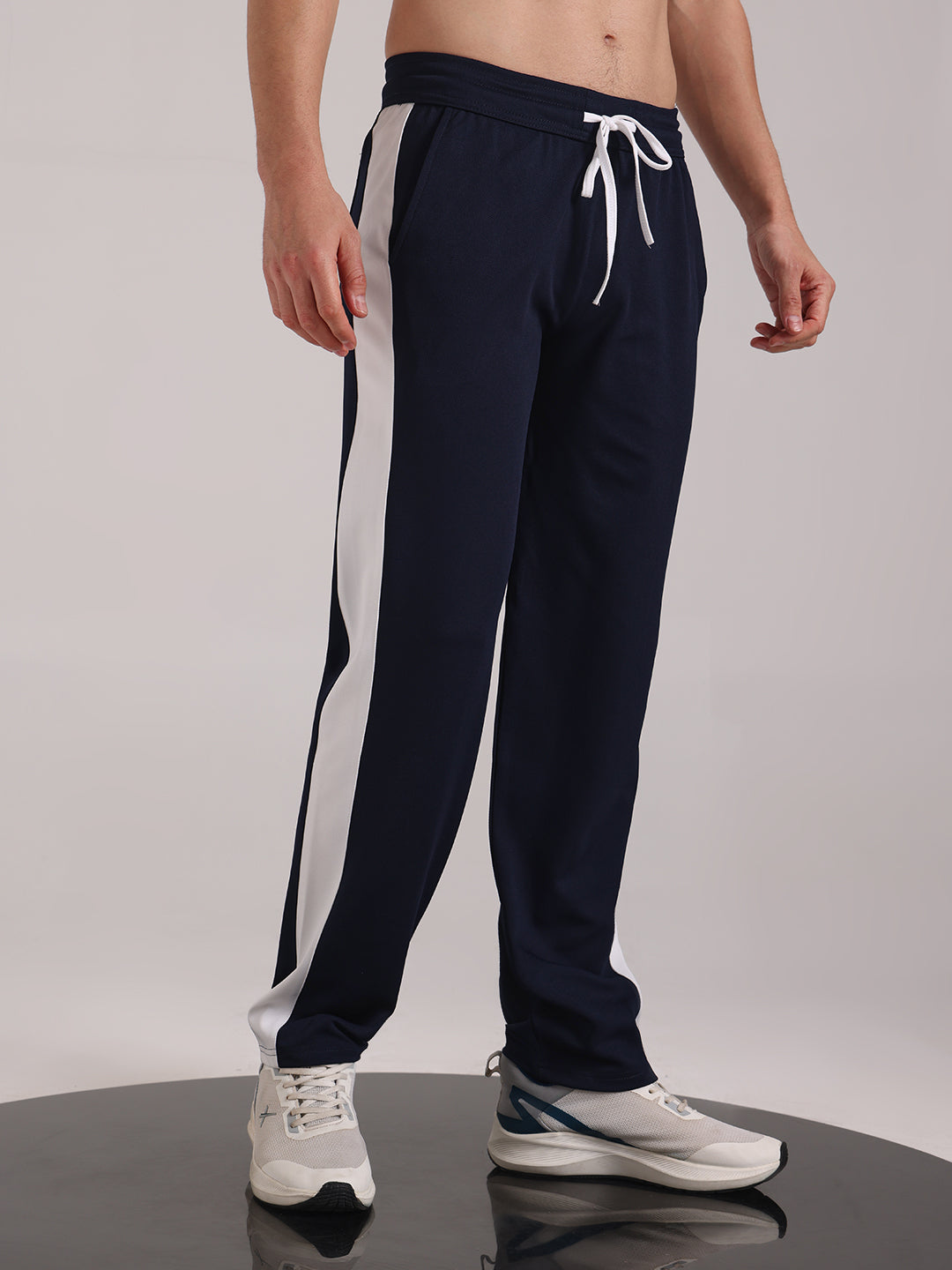 Men's Steel Blue Contrast Side Split Tape Track Pants
