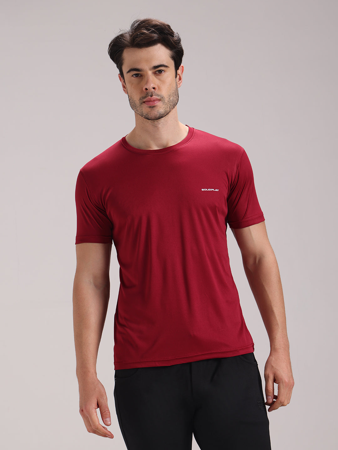 Men's Maroon Dri-Fit Sports T-shirt