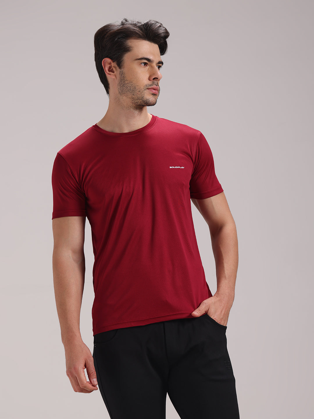 Men's Maroon Dri-Fit Sports T-shirt