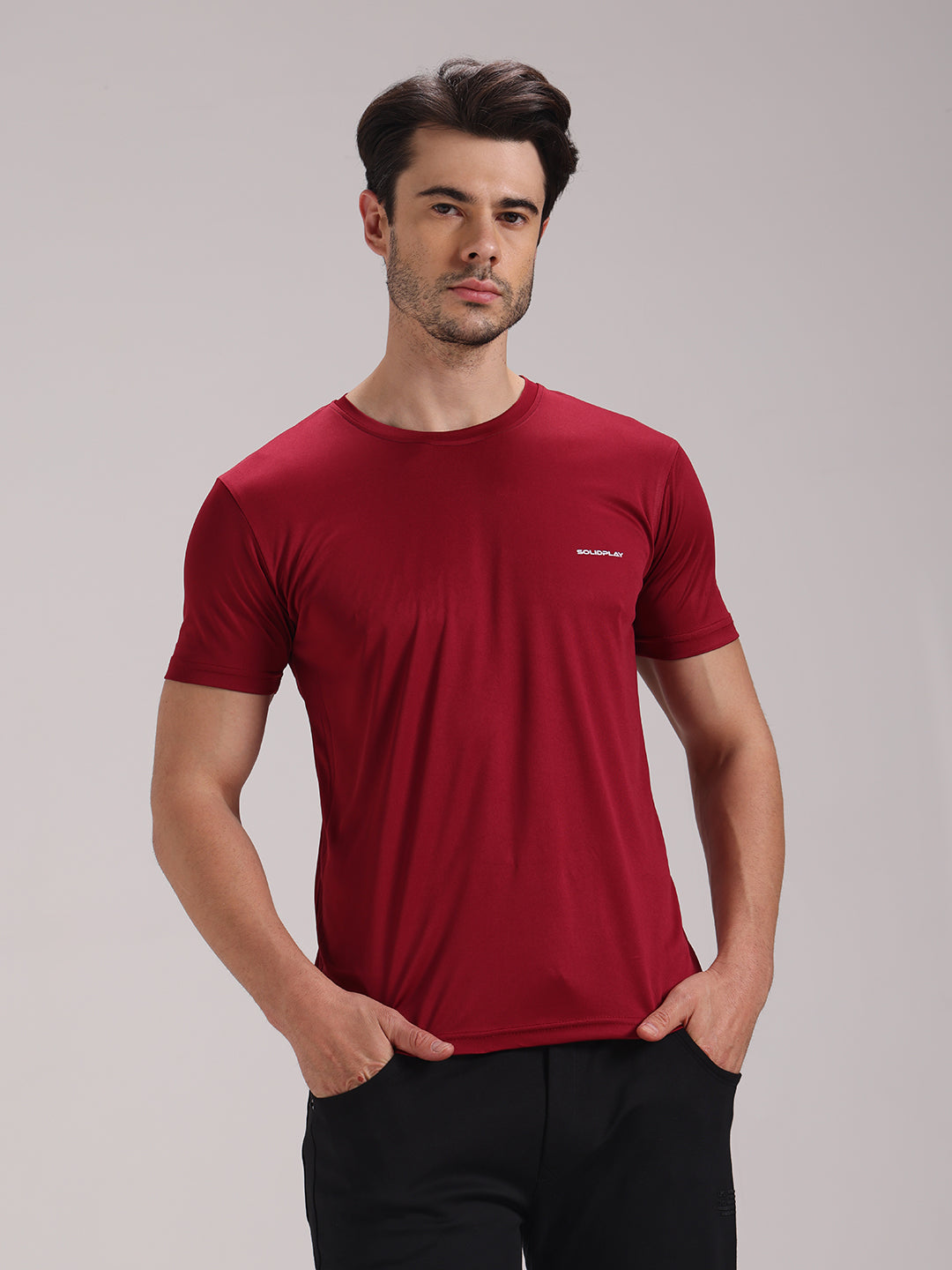 Men's Maroon Dri-Fit Sports T-shirt